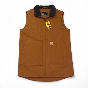 NWT Carhartt Tan Zip-Up Vest with Fleece Lining